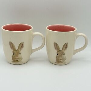 Rae Dunn Magenta Bunny Rabbit Happy Easter Mug Set Pink Inside Easter Spring
